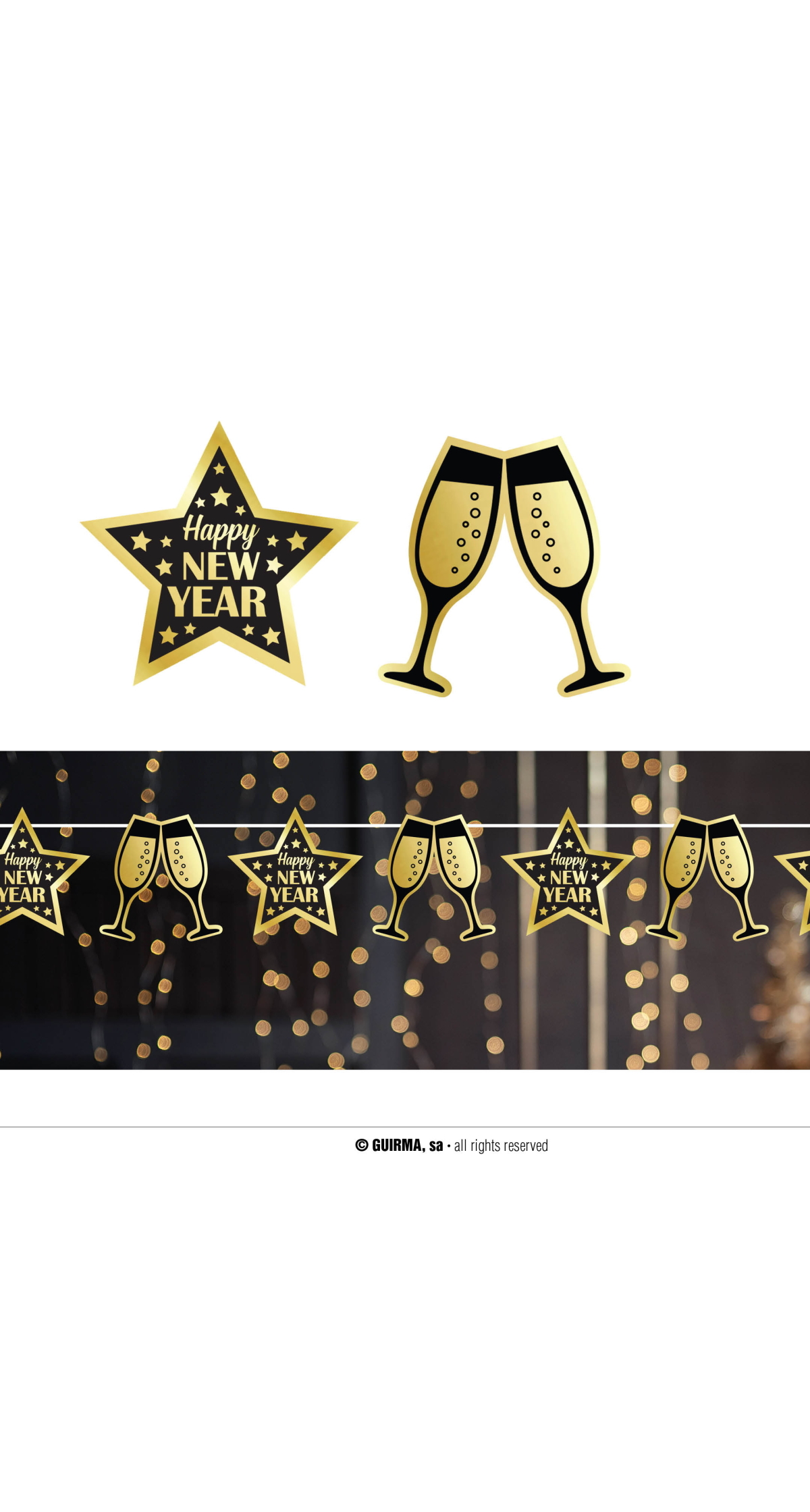 Happy New Year Garland Banner 300cm (16x16cm)