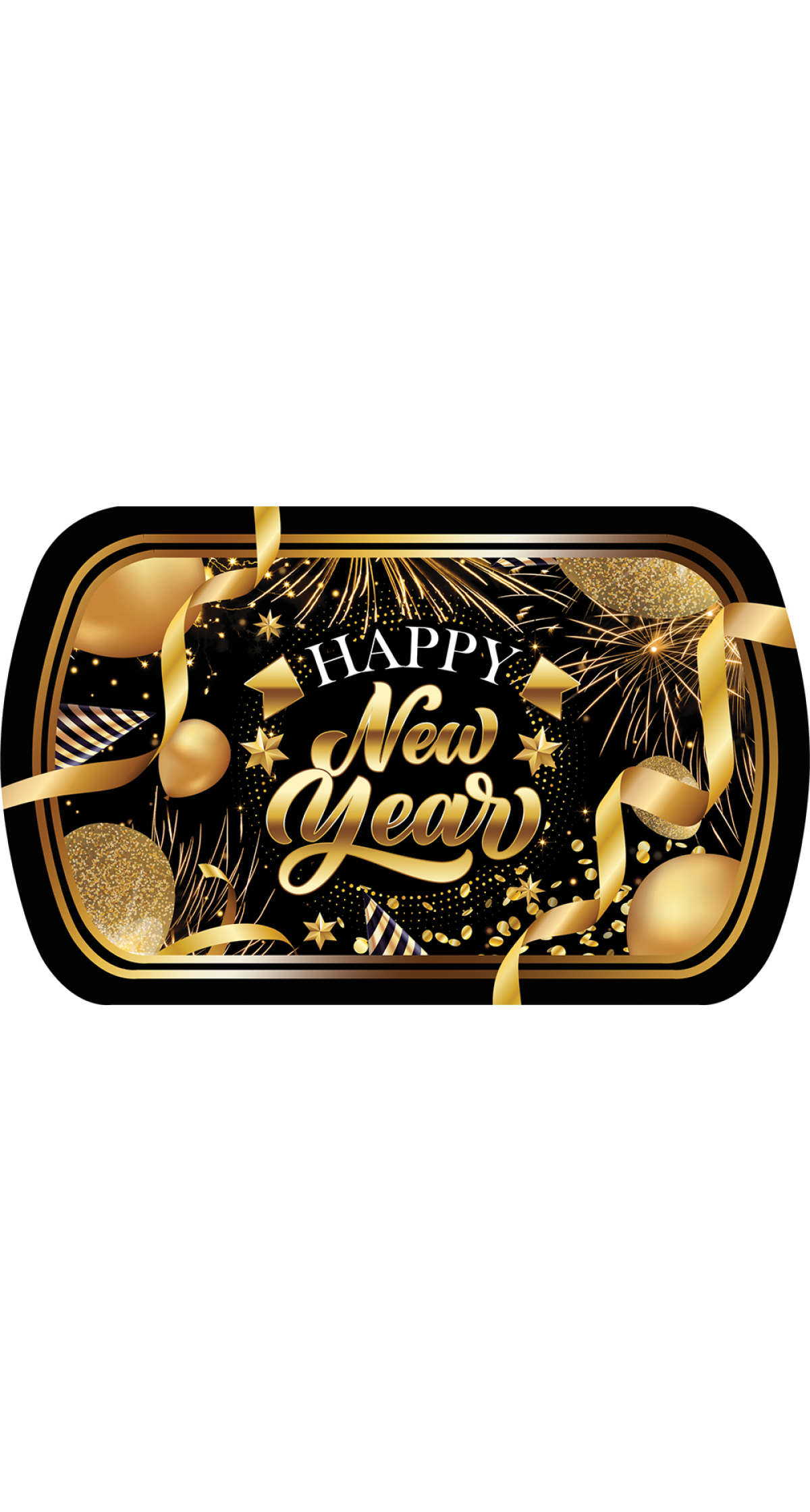 Happy New Year Plastic Party Tray 39x24cm