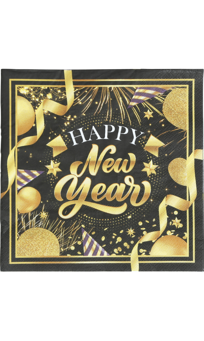 Happy New Year Napkins 16x16cm - 20pcs