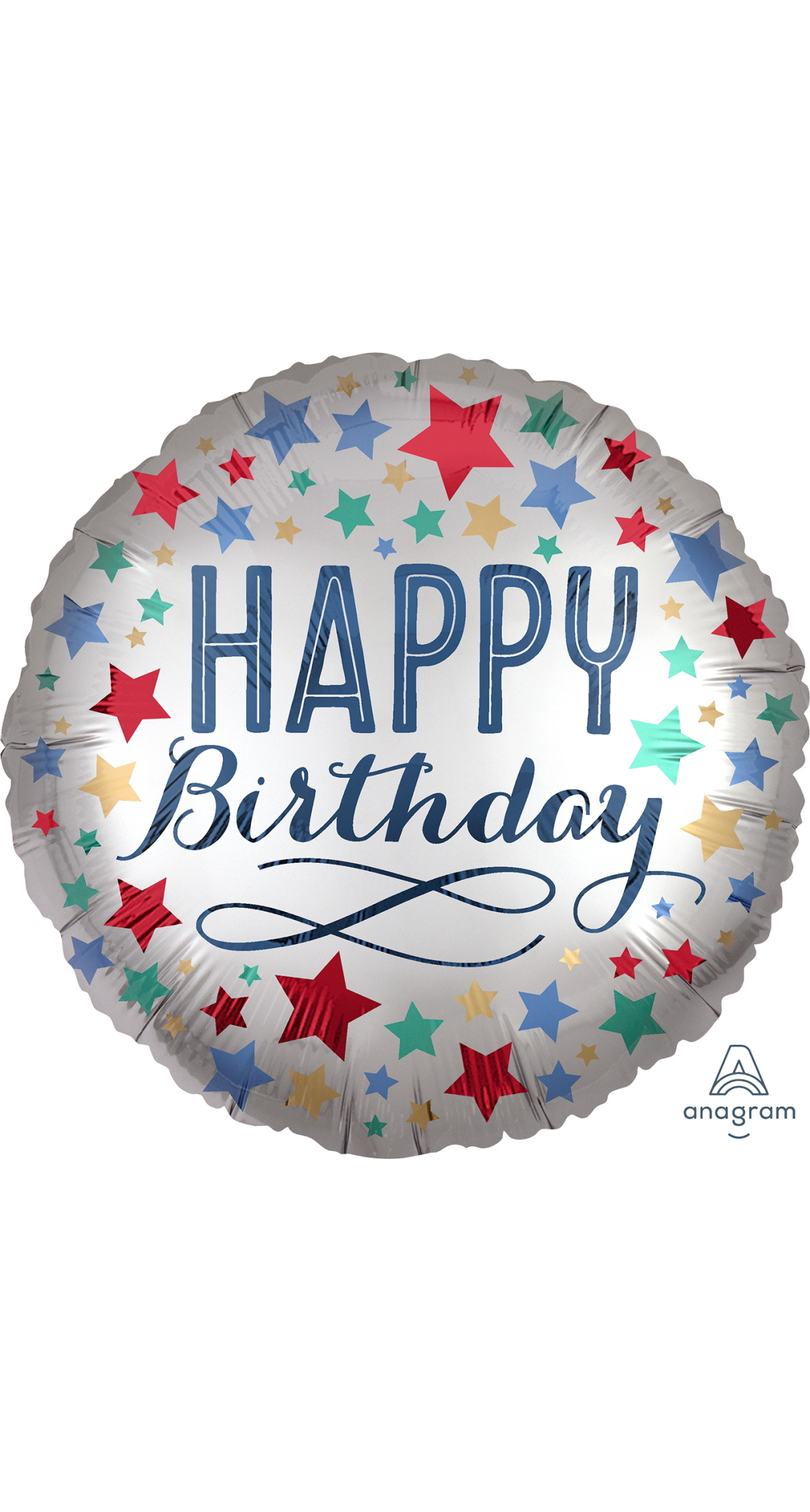 Birthday Satin With Stars Standard Circle Foil Balloon 17" (42cm)