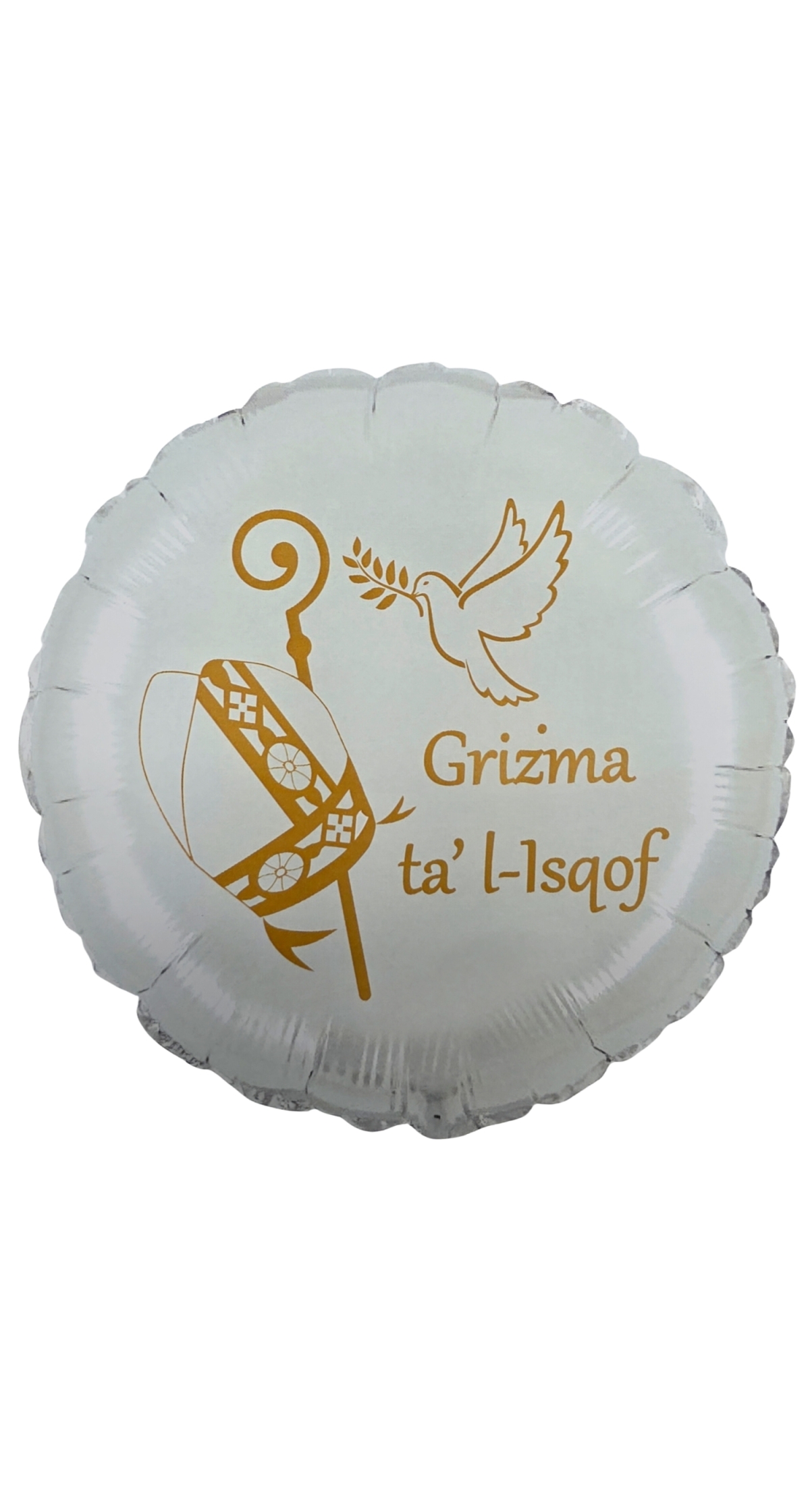 Grizma ta' l-isqof Confirmation White & Gold - 18" Foil Balloon