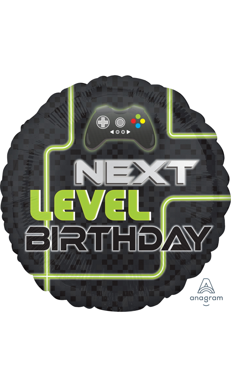 Level Up Birthday Standard Circle Foil Balloon 17" (42cm)