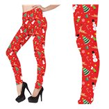 Red Printed Christmas Leggings 38 - 40 (M)