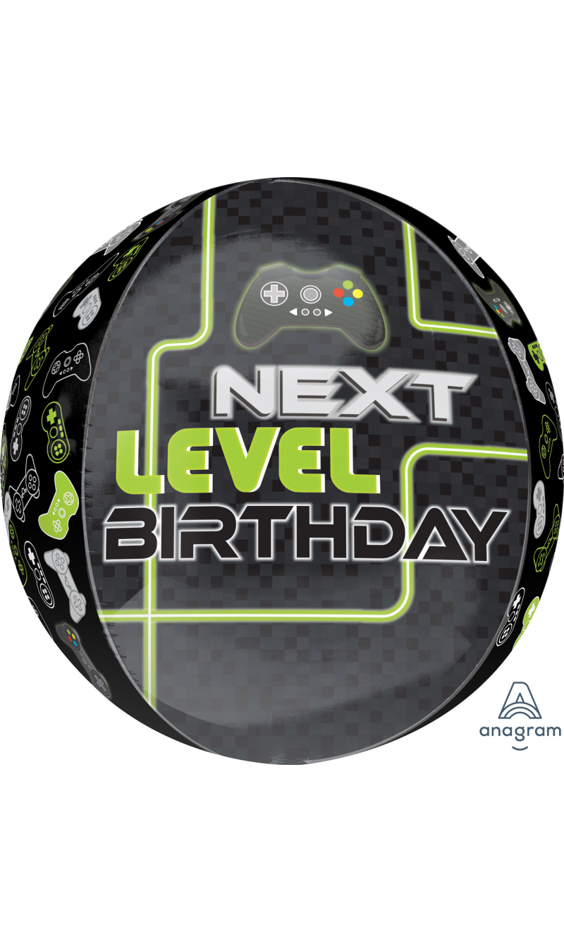 Level Up Birthday Orbz Foil Balloon - 38 x 40cm