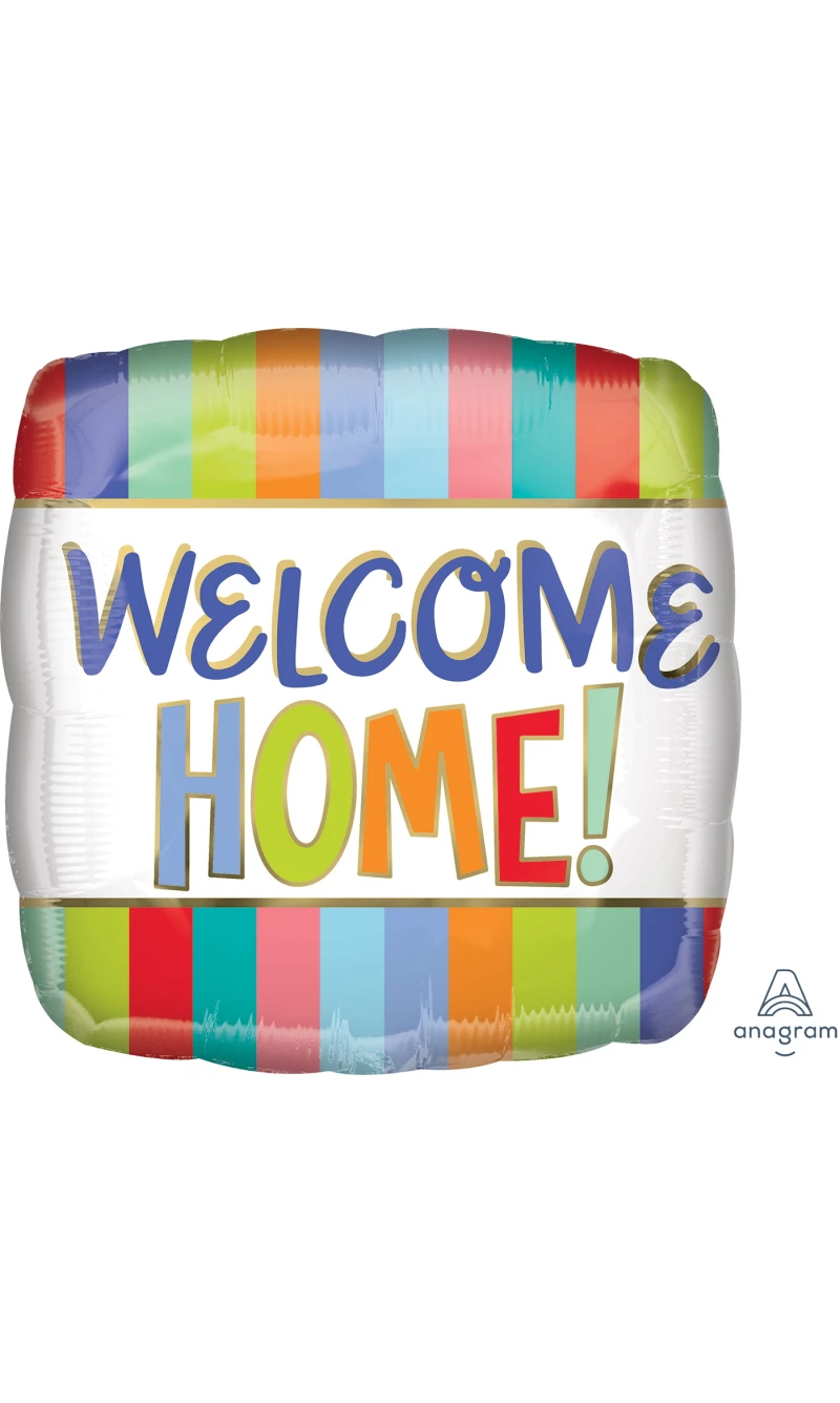 Welcome Home Stripes Foil Balloon Standard Square Foil Balloon 17" (42cm)
