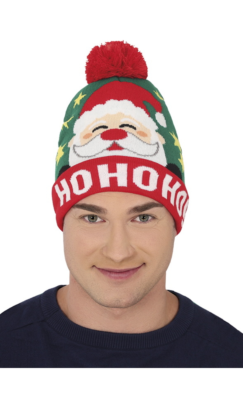 Christmas Ho Ho Ho Wool Effect Hat - Adult One Size