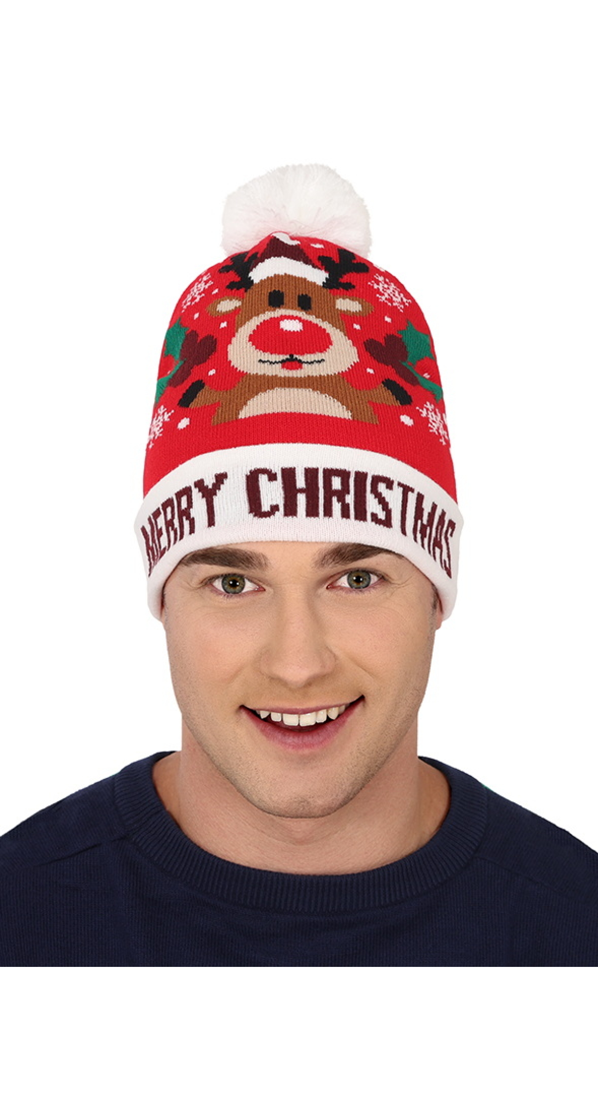 Reindeer Christmas Hat Wool Look