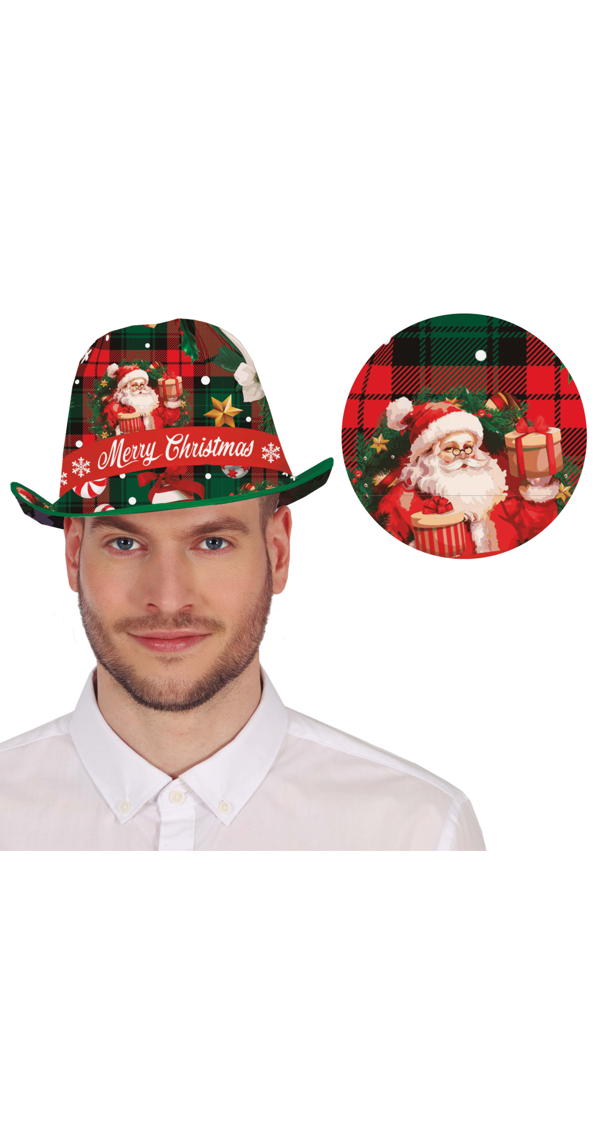 Christmas Green Ganster Hat - Adult One Size