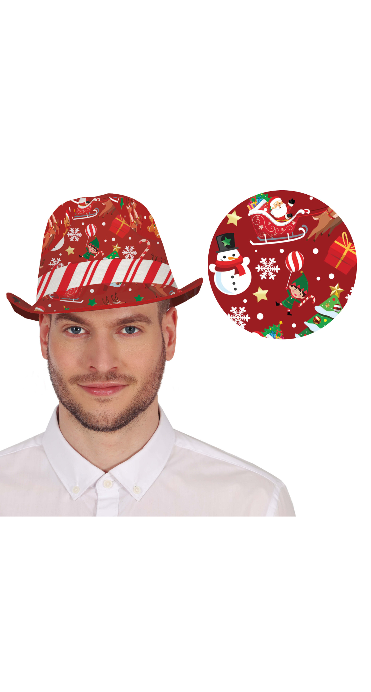 Christmas Red Ganster Hat - Adult One Size