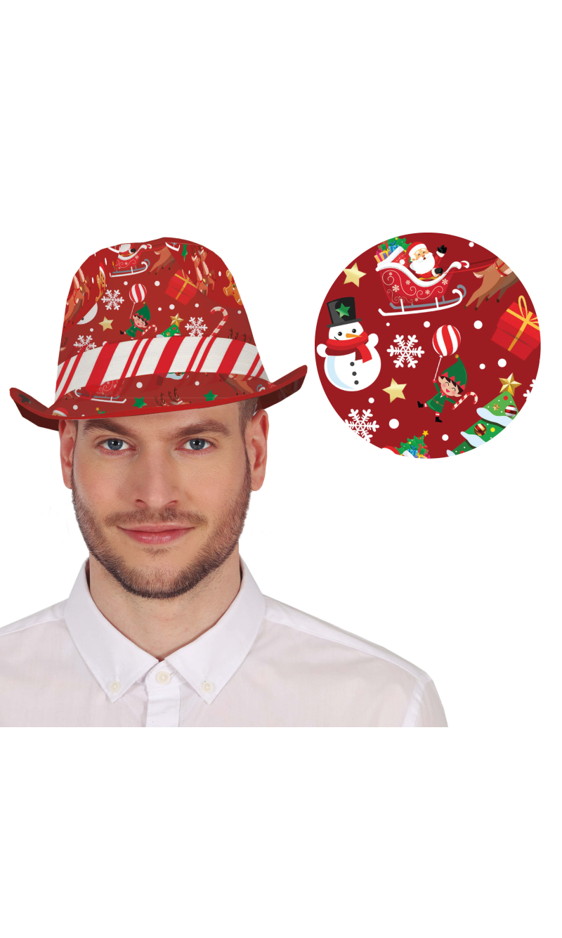 Christmas Red Ganster Hat - Adult One Size
