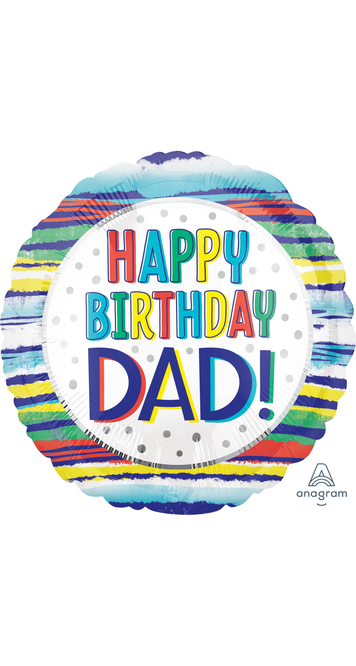 Hppy Bday Dad Painted Strpes Standard Circle Foil Balloon 17" (42cm)