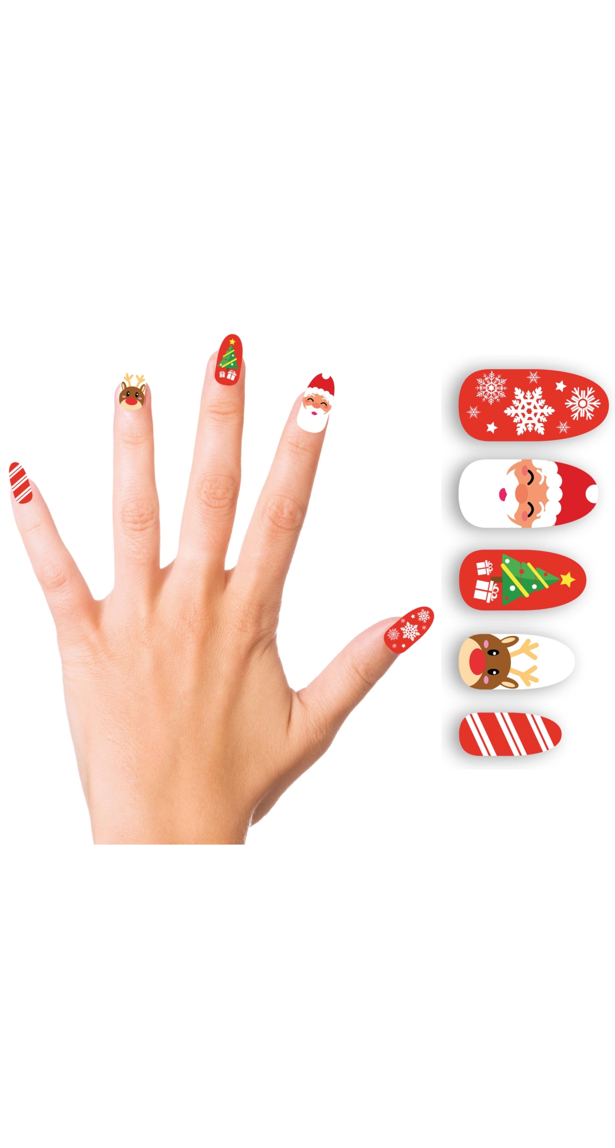 Christmas Santa Nails With Adhesive - 10pcs