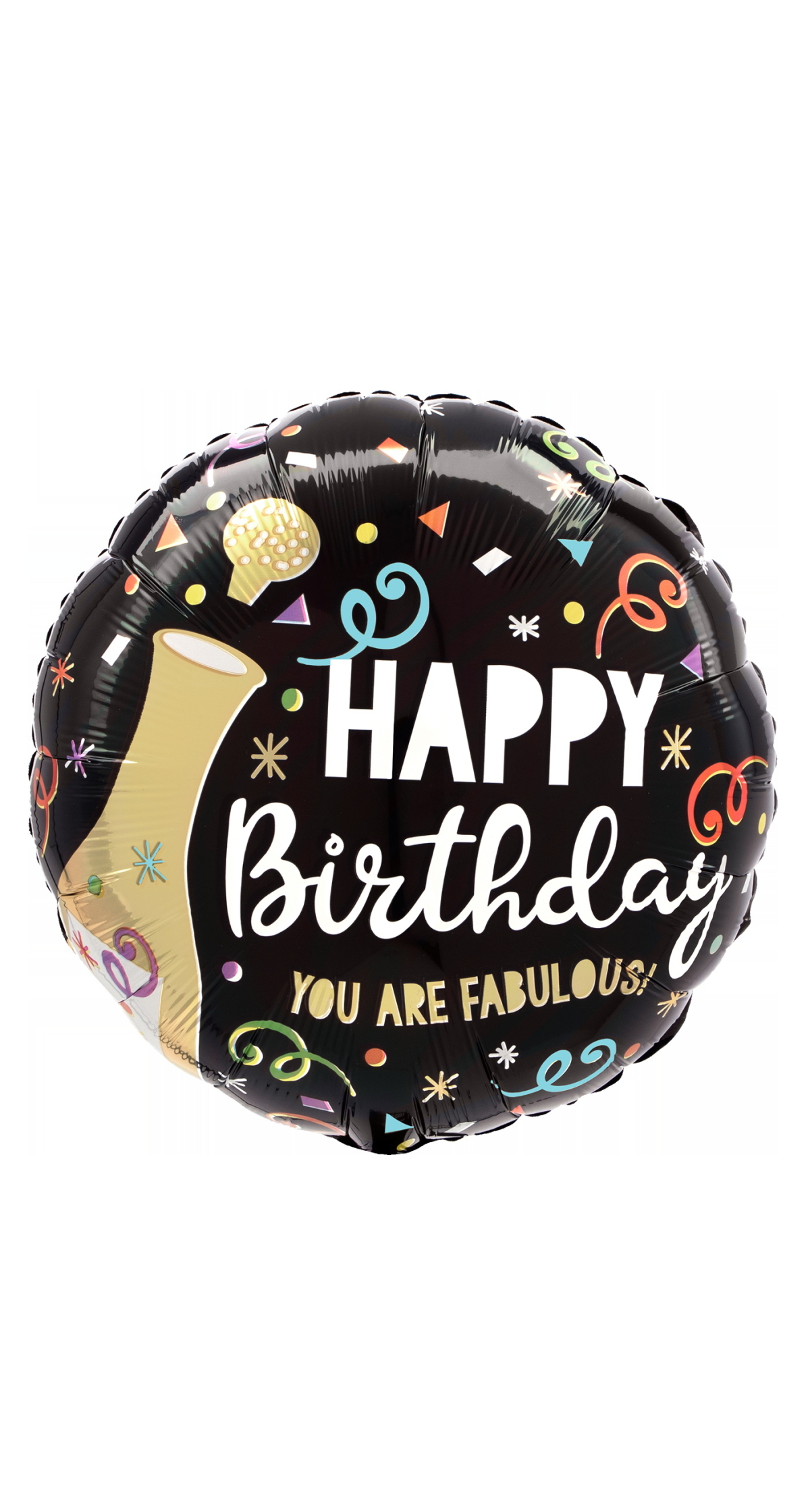 Happy Birthday Gold Bubbly Standard Circle Foil Balloon 17" (42cm)
