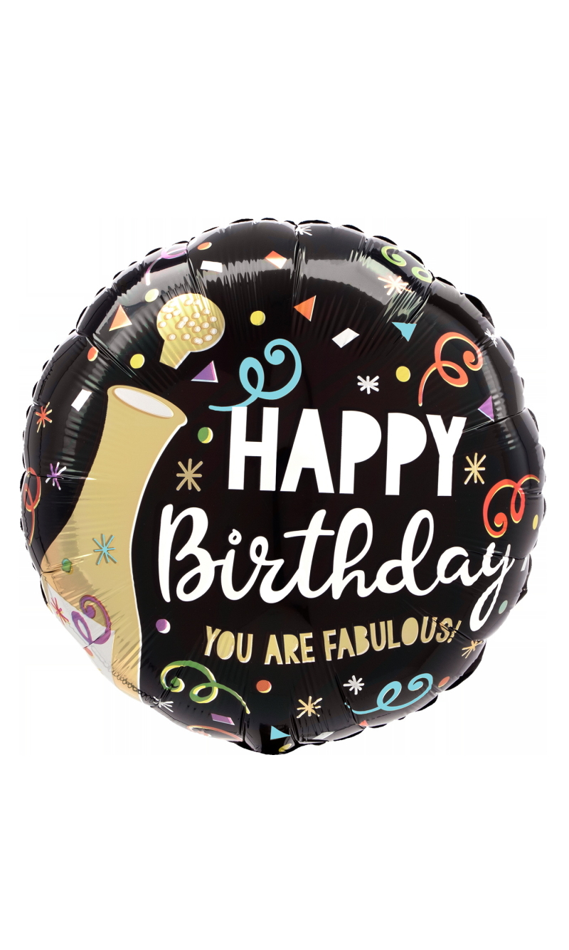 Happy Birthday Gold Bubbly Standard Circle Foil Balloon 17" (42cm)
