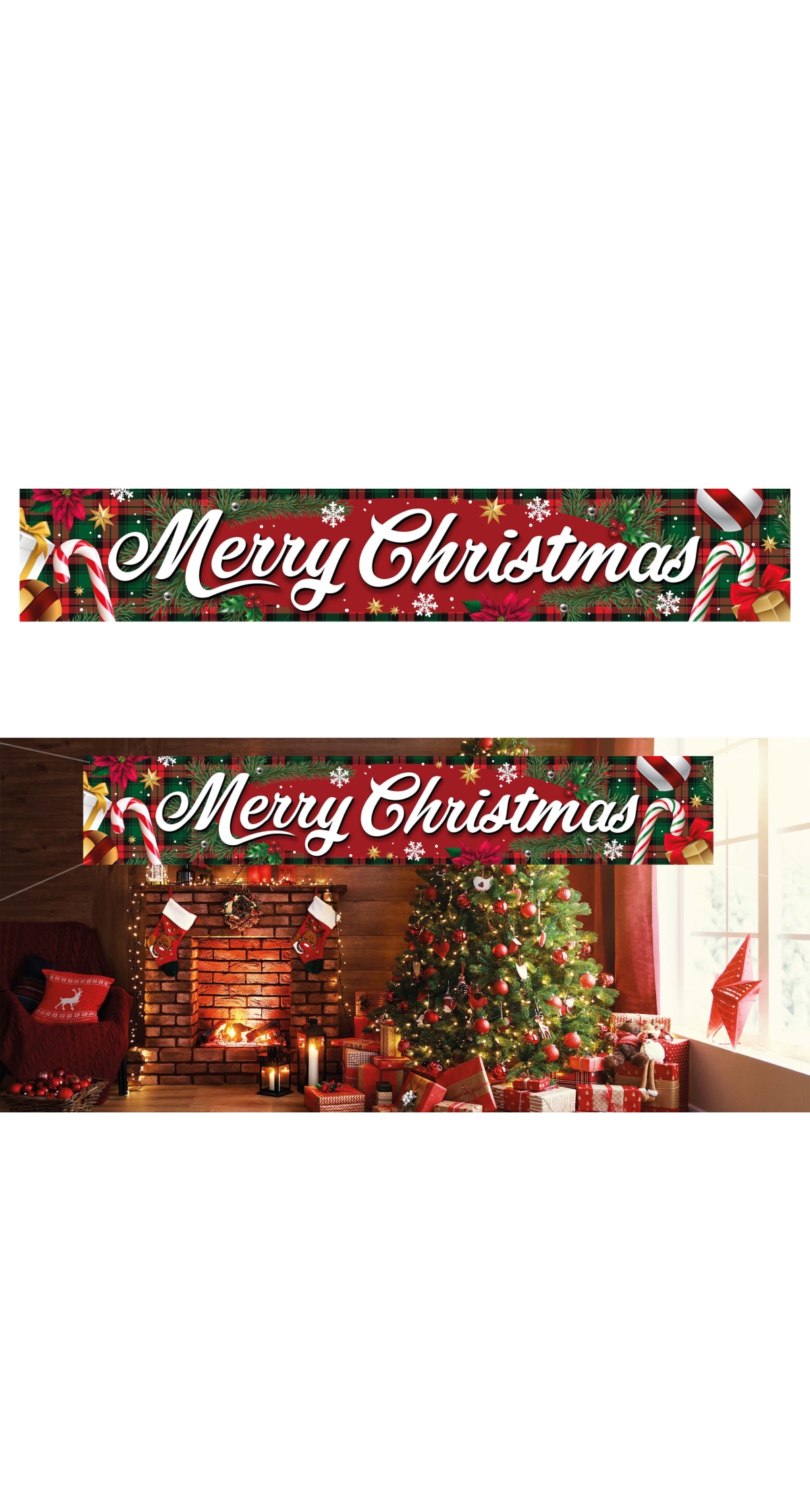 Christmas Fabric Sign Banner Merry Christmas 290x50cm