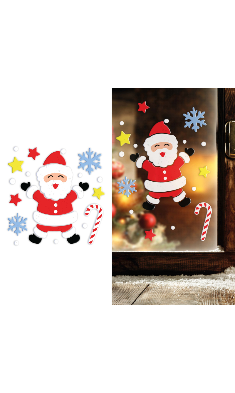 Christmas Satna Gel Window Decoration 20x25cm