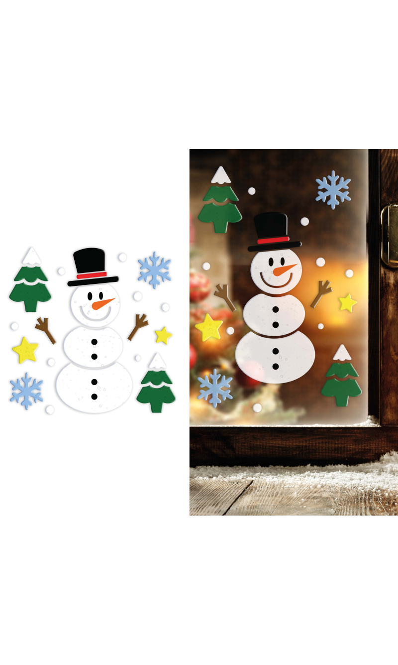 Christmas Snowman Gel Window Decoration 20x25cm