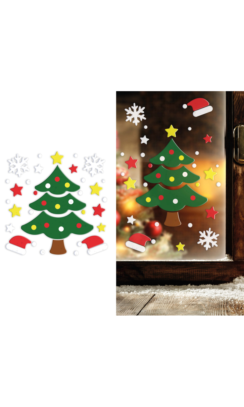 Christmas Tree Gel Window Decoration 20x25cm