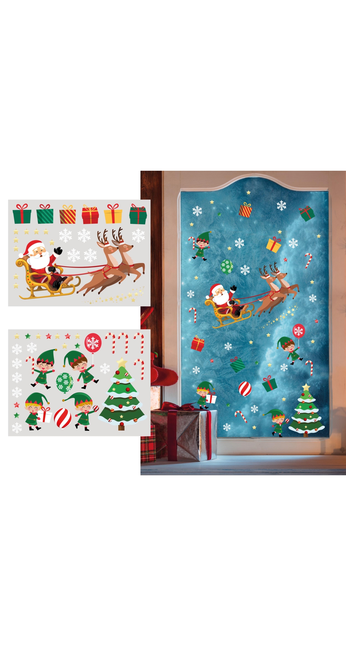 Christmas Santa Window Stickers 2 Sheets 30x40cm