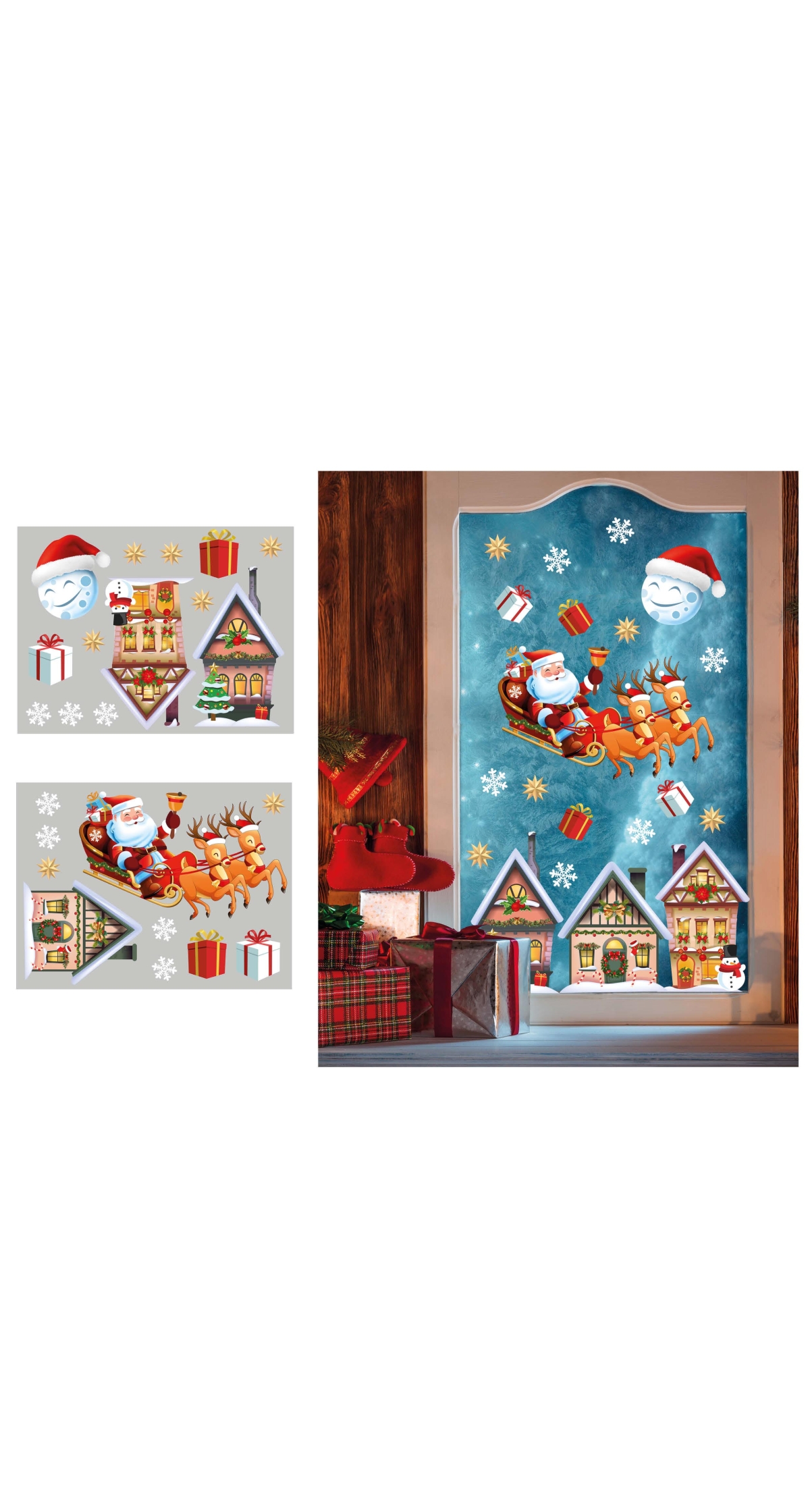 Christmas Village Window Stickers 2 Sheets 30x40cm