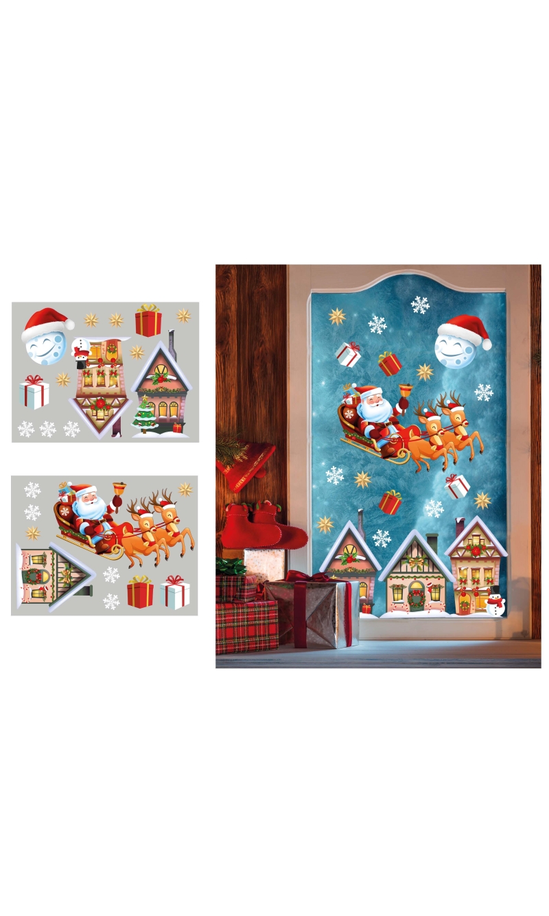 Christmas Village Window Stickers 2 Sheets 30x40cm