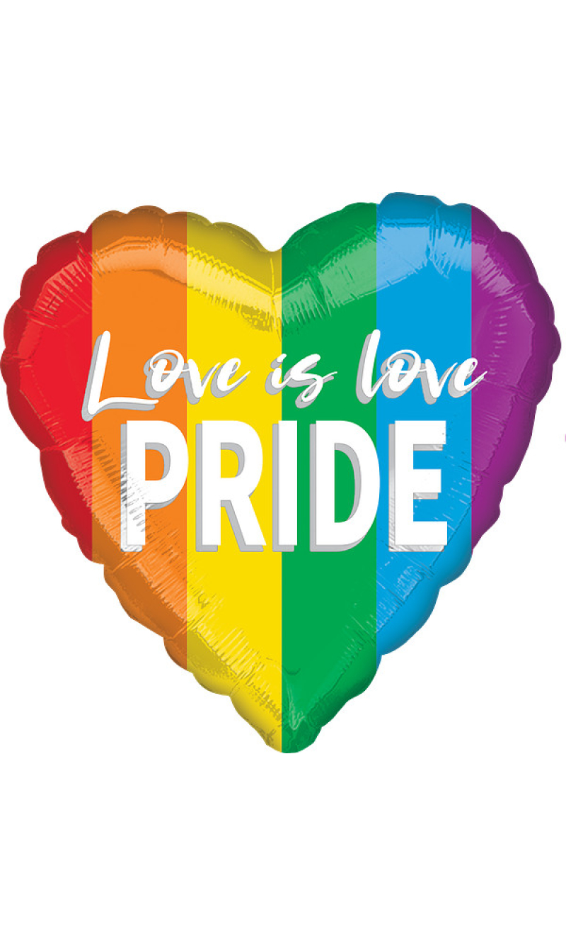 Love is Love Pride Standard Heart Foil Balloon 17" (42cm)