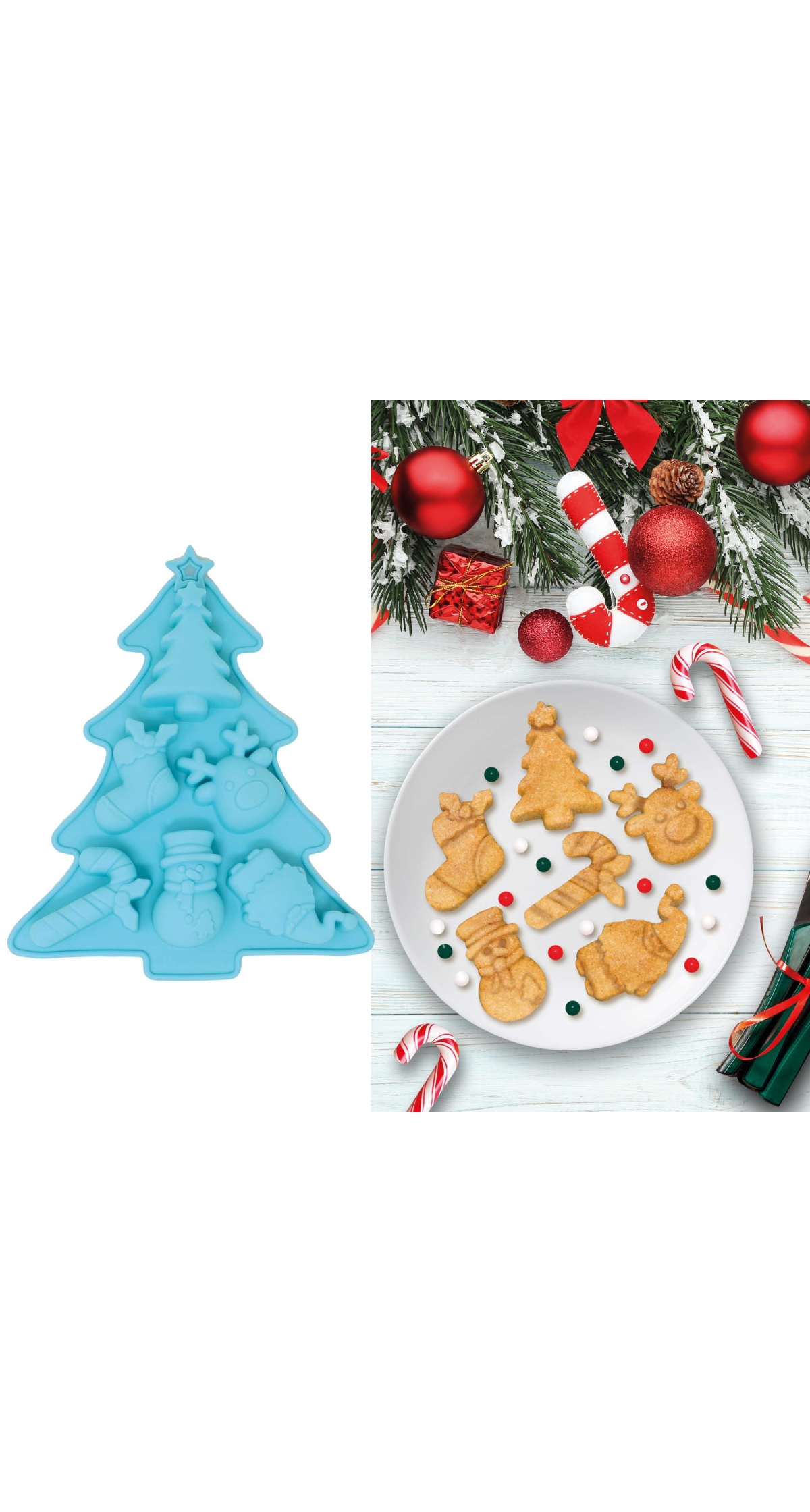 Christmas Silicone Baking Mold For 6 Cookies Tree 22x18cm