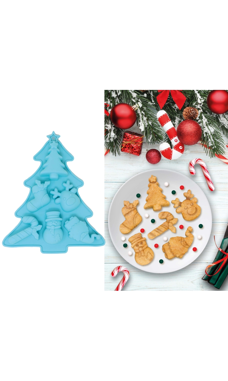 Christmas Silicone Baking Mold For 6 Cookies Tree 22x18cm