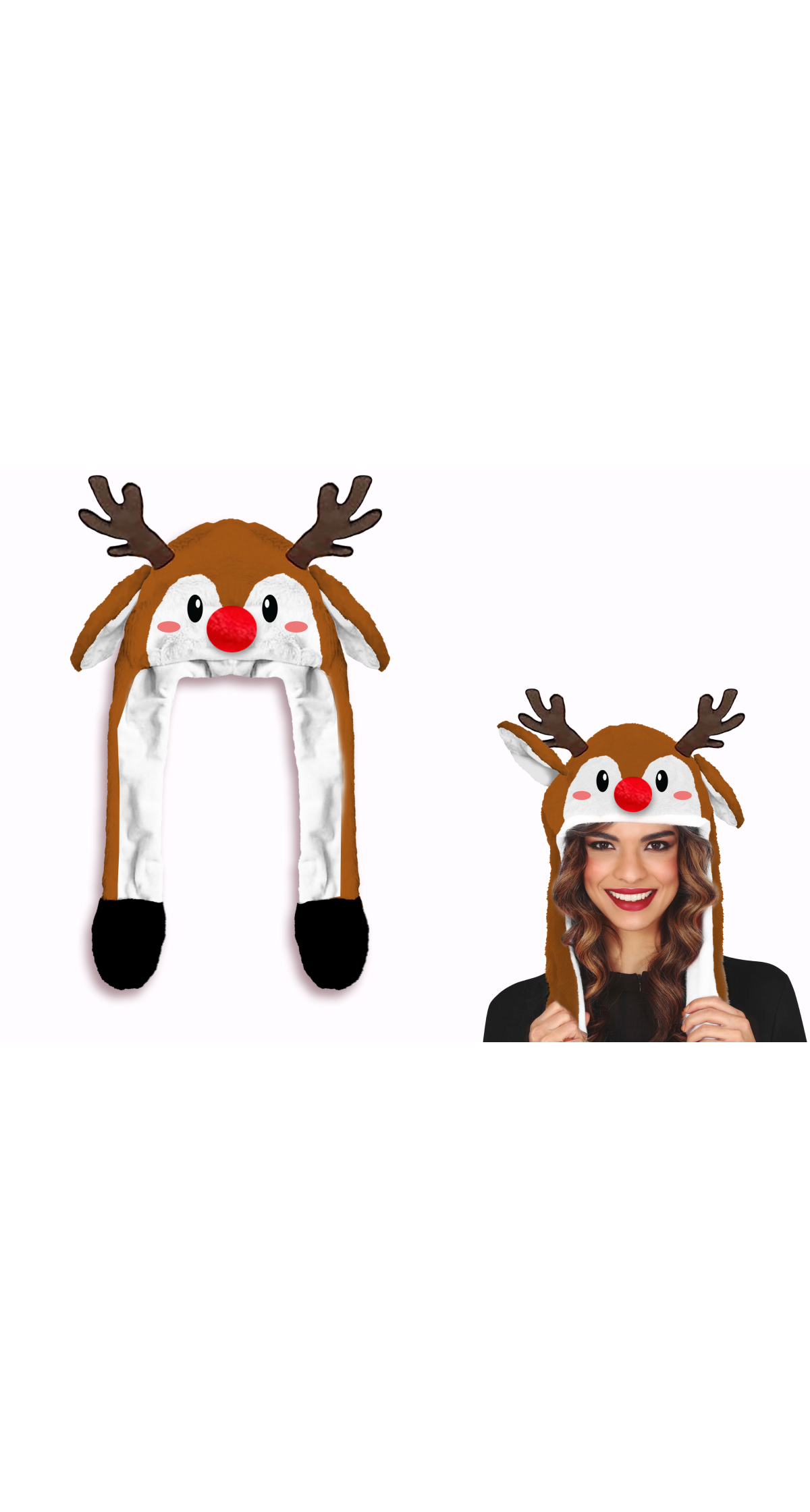Christmas Reindeer Hat With Movement - Adult One Size