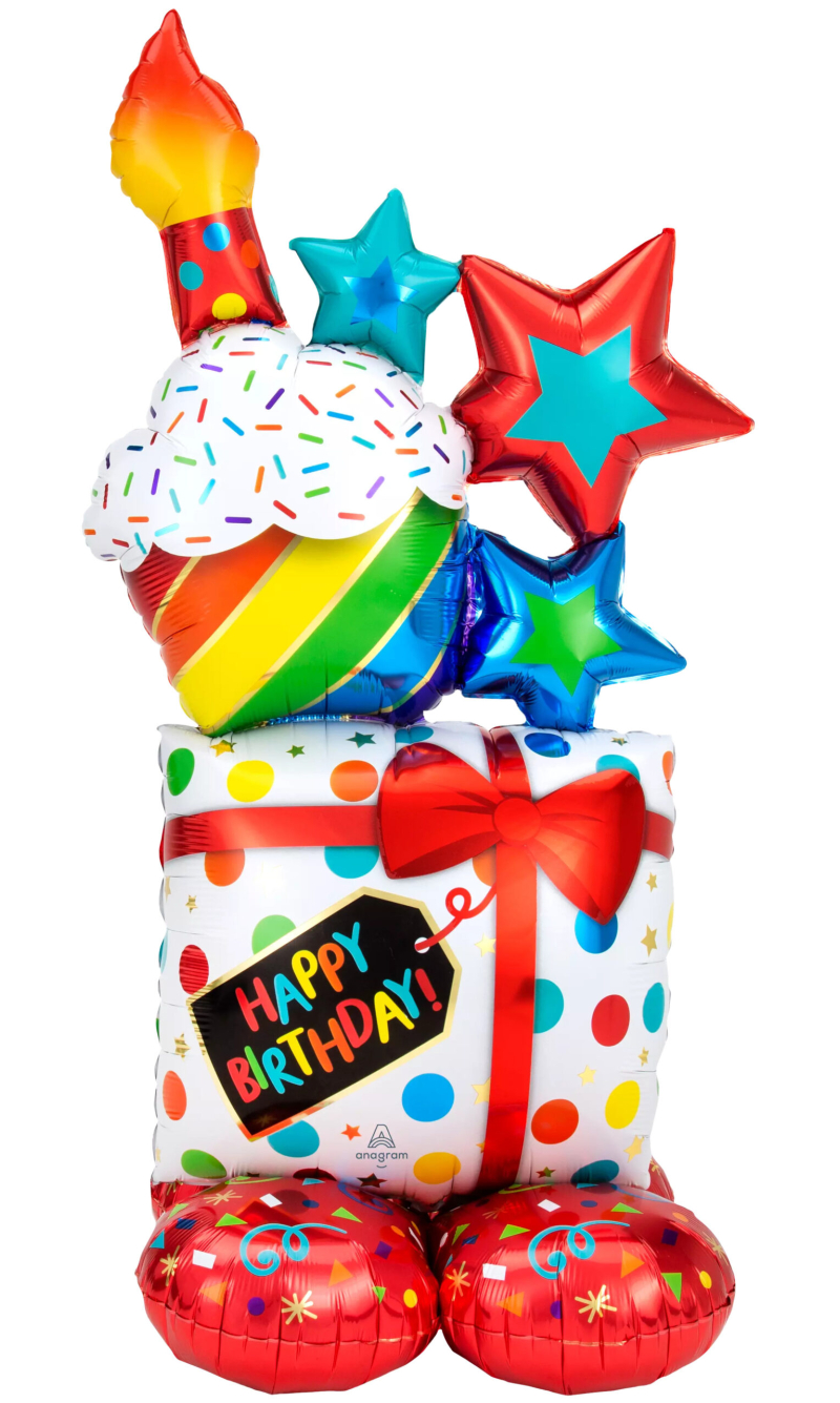 Stacked Birthday Icons Airloonz Foil Balloon - 71 x 139cm