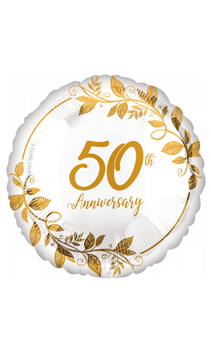 Happy 50Th Anniversary Standard Circle Foil Balloon 17" (42cm)