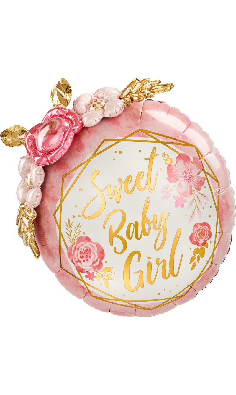Baby Girl Floral Geo Air Fill Only Foil Balloon - 91 x 91cm