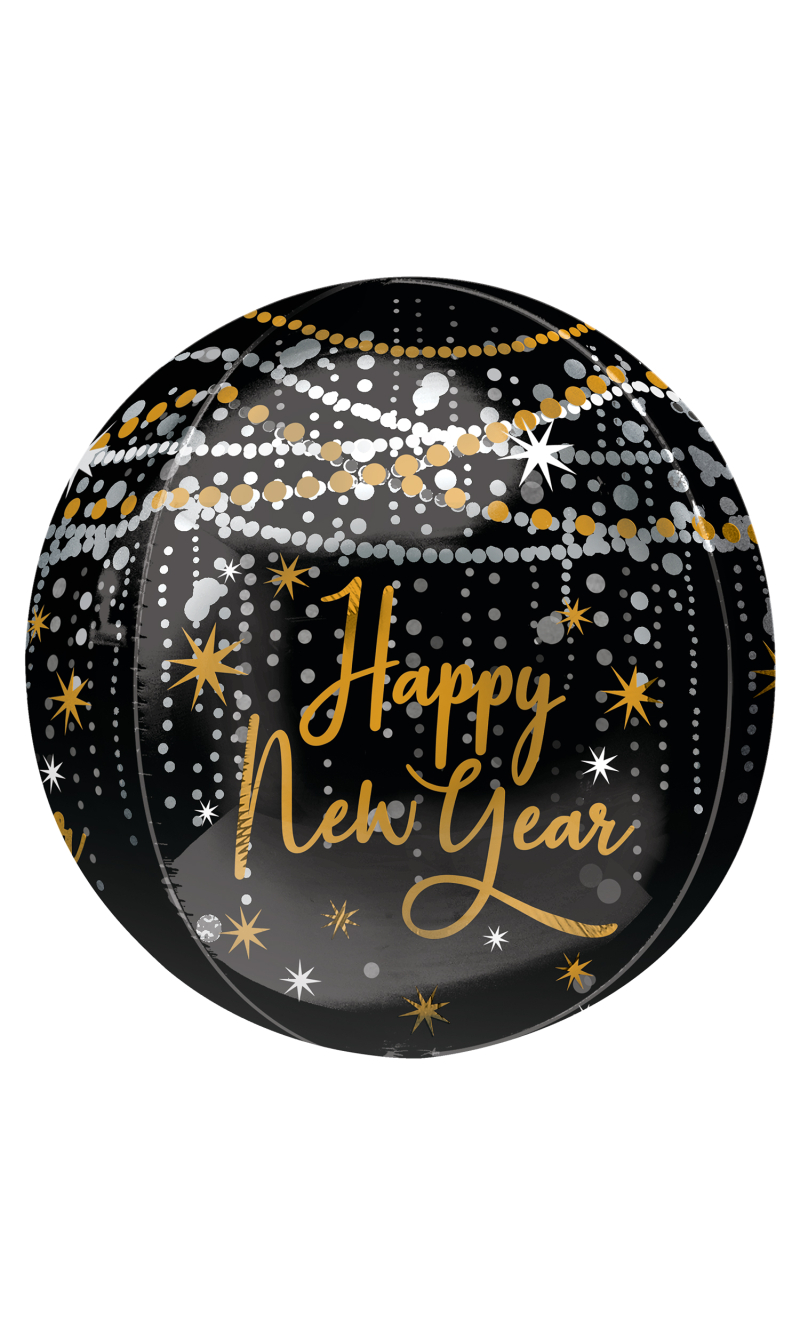 Happy New Year Midnight Hour Orbz Foil Balloon - 38cm x 40cm