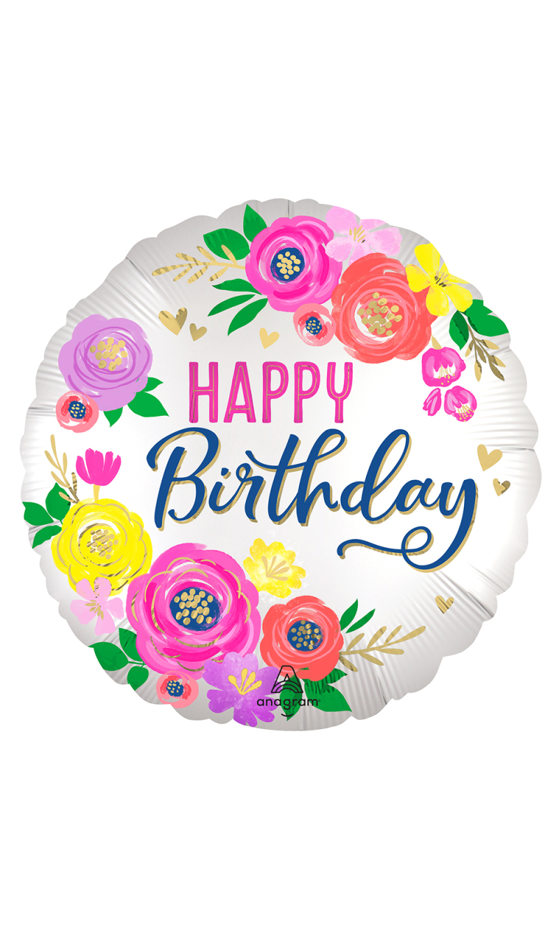 Artful Floral Birthday Foil Balloon - 45cm
