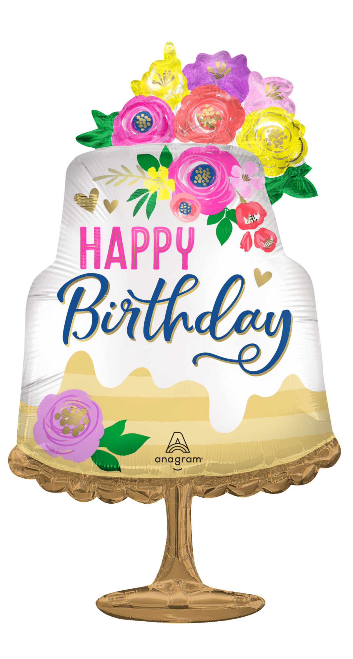 Satin Artful Floral Birthday SuperShape Foil Balloon - 48 x 81cm
