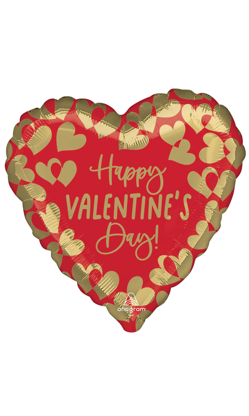 Jumbo Golden Happy Valentine's Day Foil Balloon - 71cm x 71cm