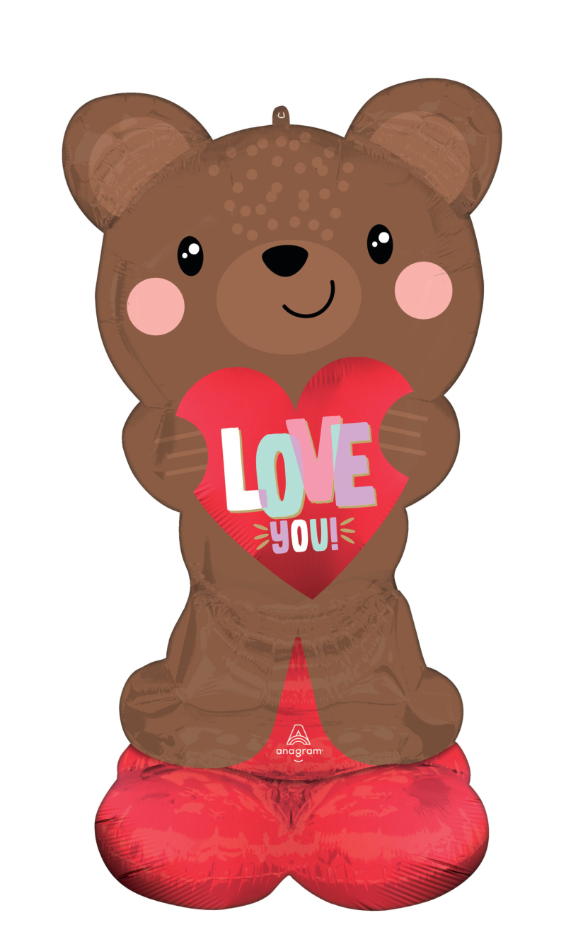 Satin Brown Love Bear Airloonz Foil Balloon - 68 x 124cm