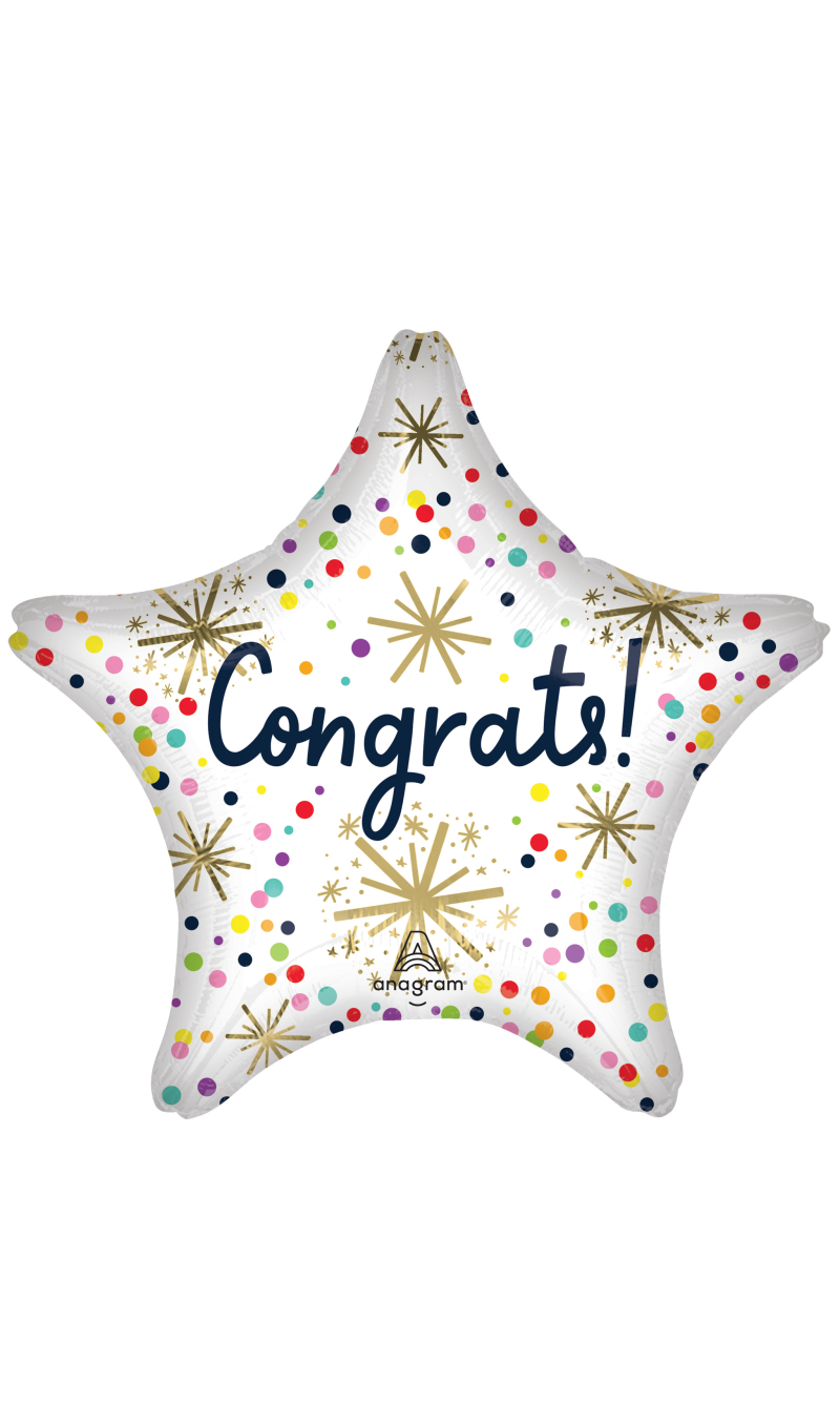 Confetti Sprinkle Congrats Jumbo Star Foil Balloon - 71 x 71cm