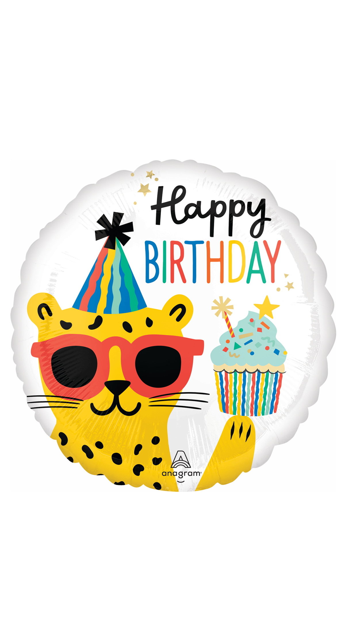 Party Animal Happy Birthday Standard Circle Foil Balloon 17" (42cm)