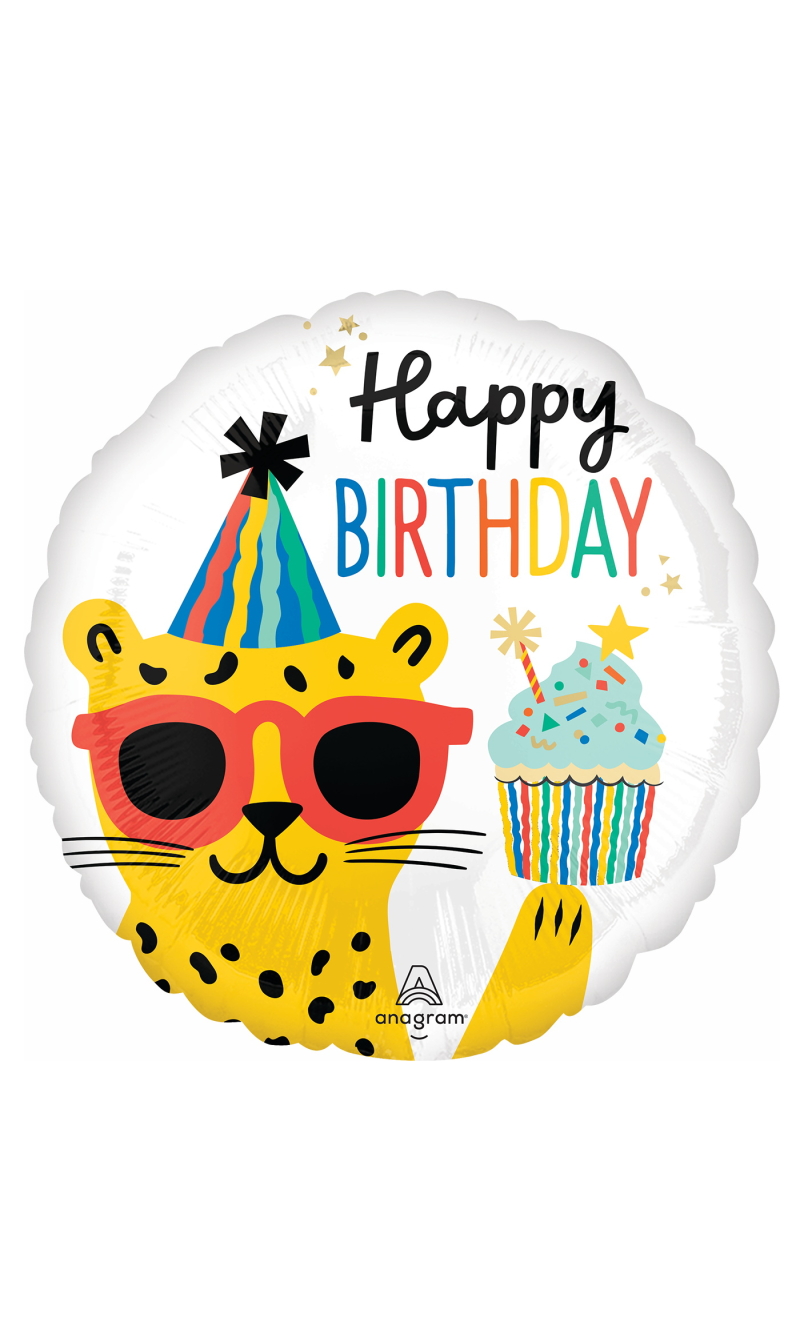 Party Animal Happy Birthday Standard Circle Foil Balloon 17" (42cm)