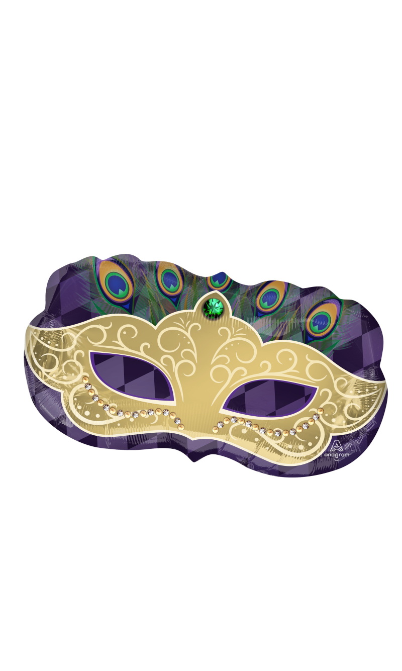 Mardi Gras Mask SuperShape Foil Balloon P35 - 76 x 40cm