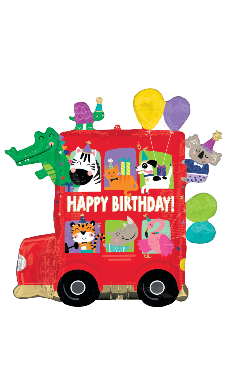 Party Bus Birthday SuperShape Foil Balloon - 71 x 71cm