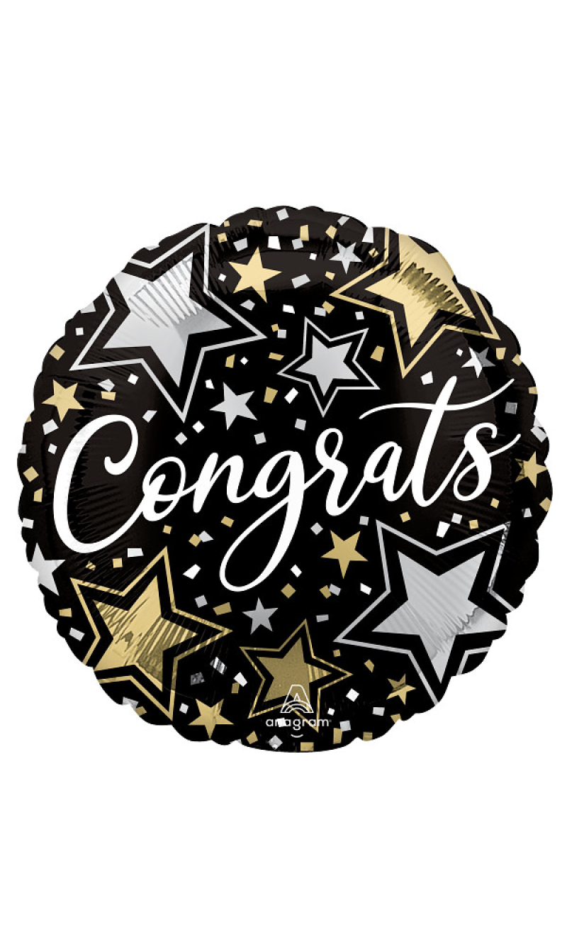 Congrats Stars Standard Circle Foil Balloon 17" (42cm)