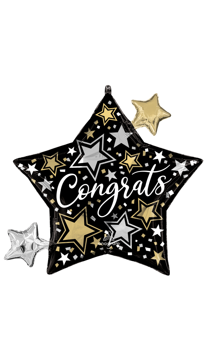 Congrats Stars SuperShape Foil Balloon - 73 x 68cm