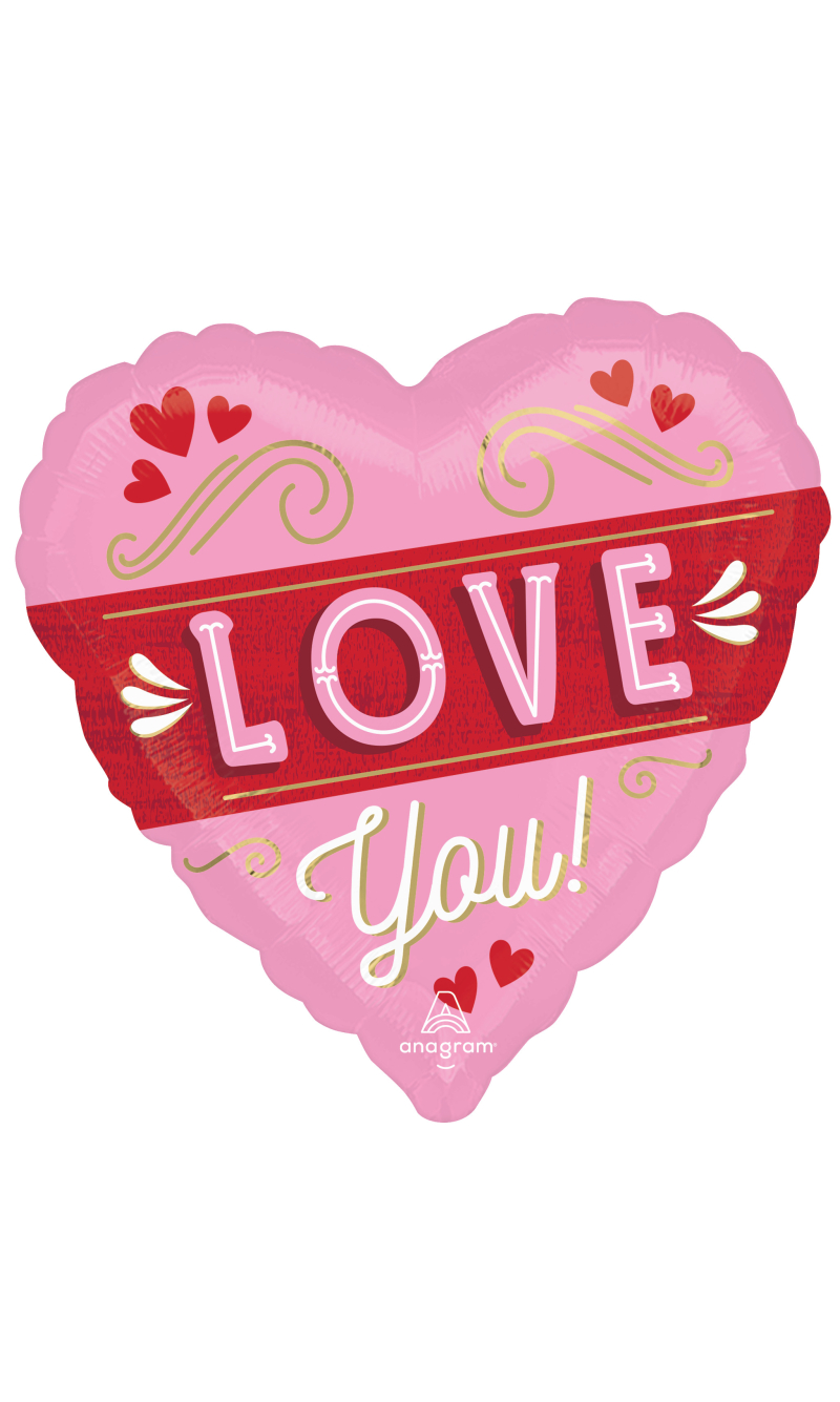 Retro Love Jumbo Heart Foil Balloon - 71 x 71cm