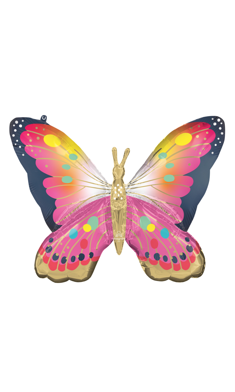 Vibrant Pink Satin Butterfly SuperShape Foil Balloon - 76 x 68cm