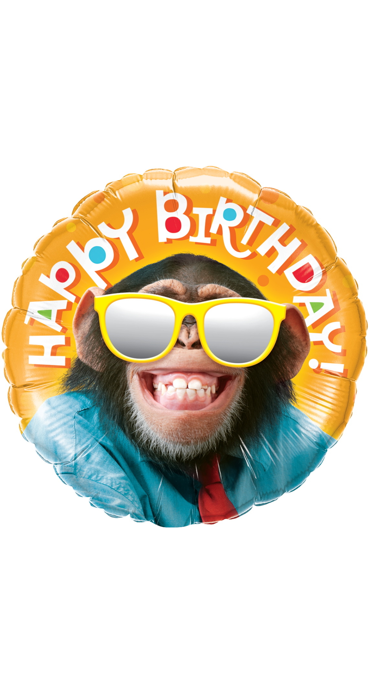 Smiling Chimp Birthday  Standard Circle Foil Balloon 17" (42cm)