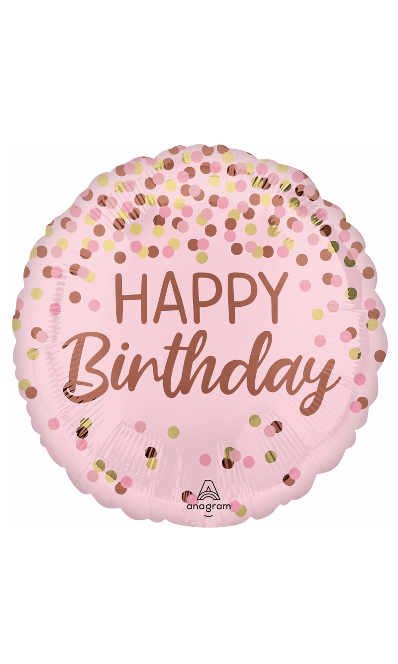 Pretty Pink Happy Birthday Standard Circle Foil Balloon 17" (42cm)