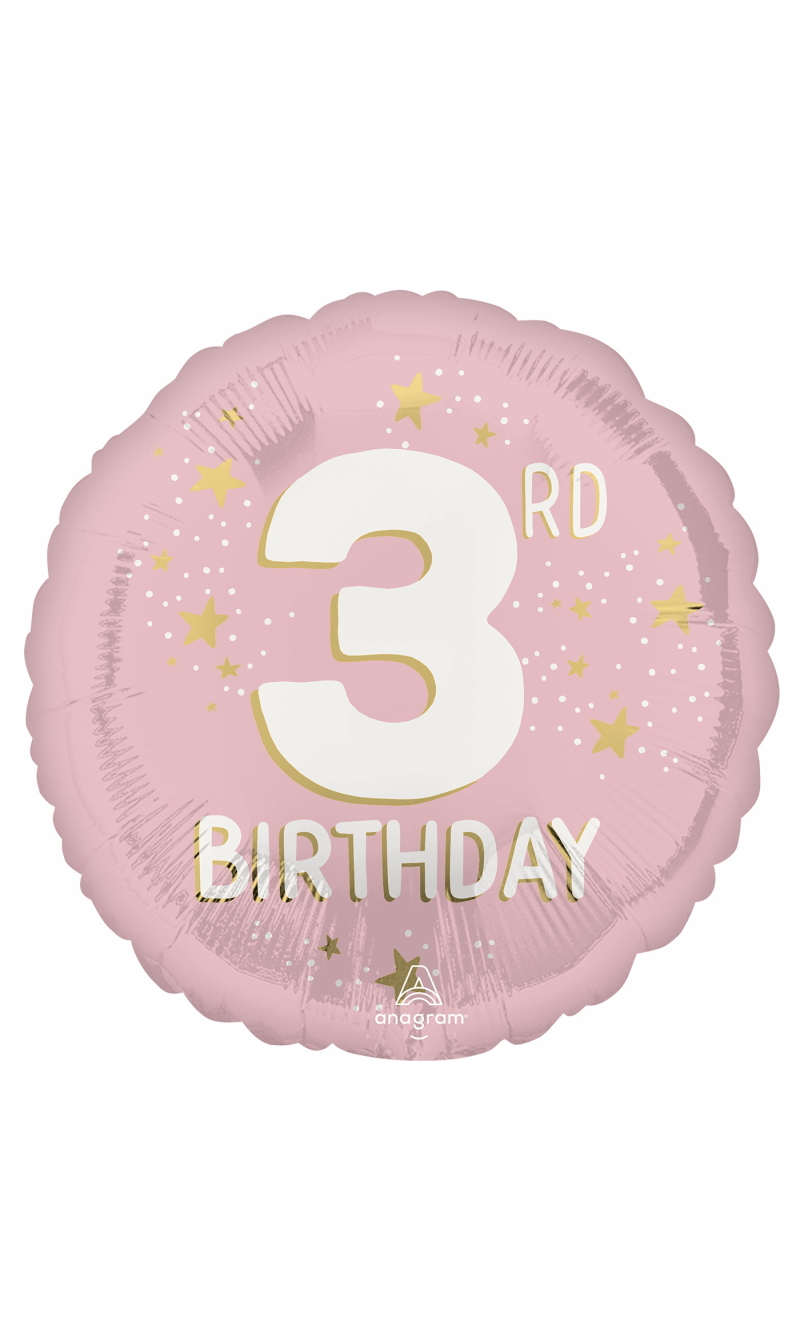 Little Miss 3 Standard Circle Foil Balloon 17" (42cm)