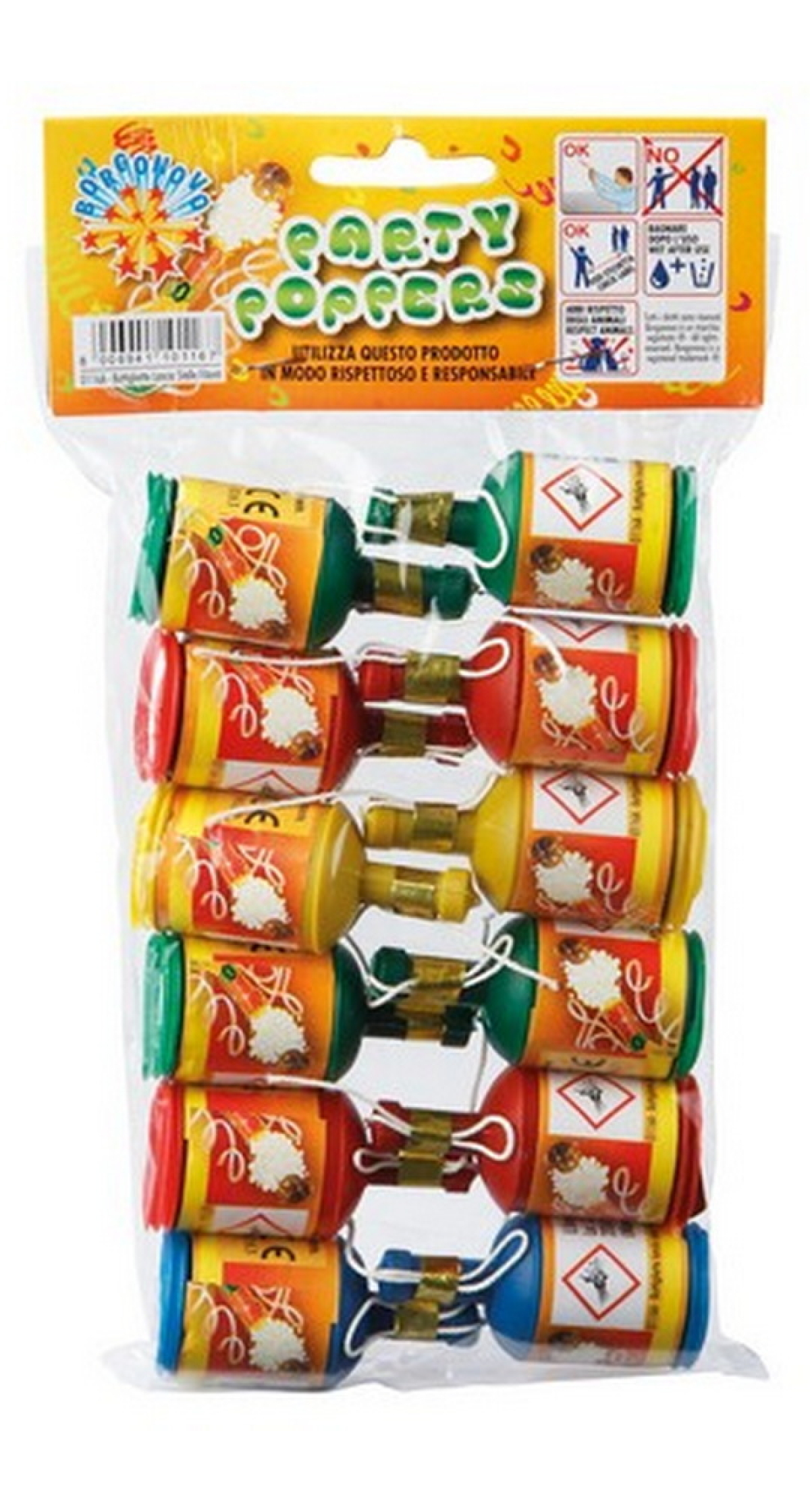 Mini Party Poppers (Assorted Colours) - 12pk